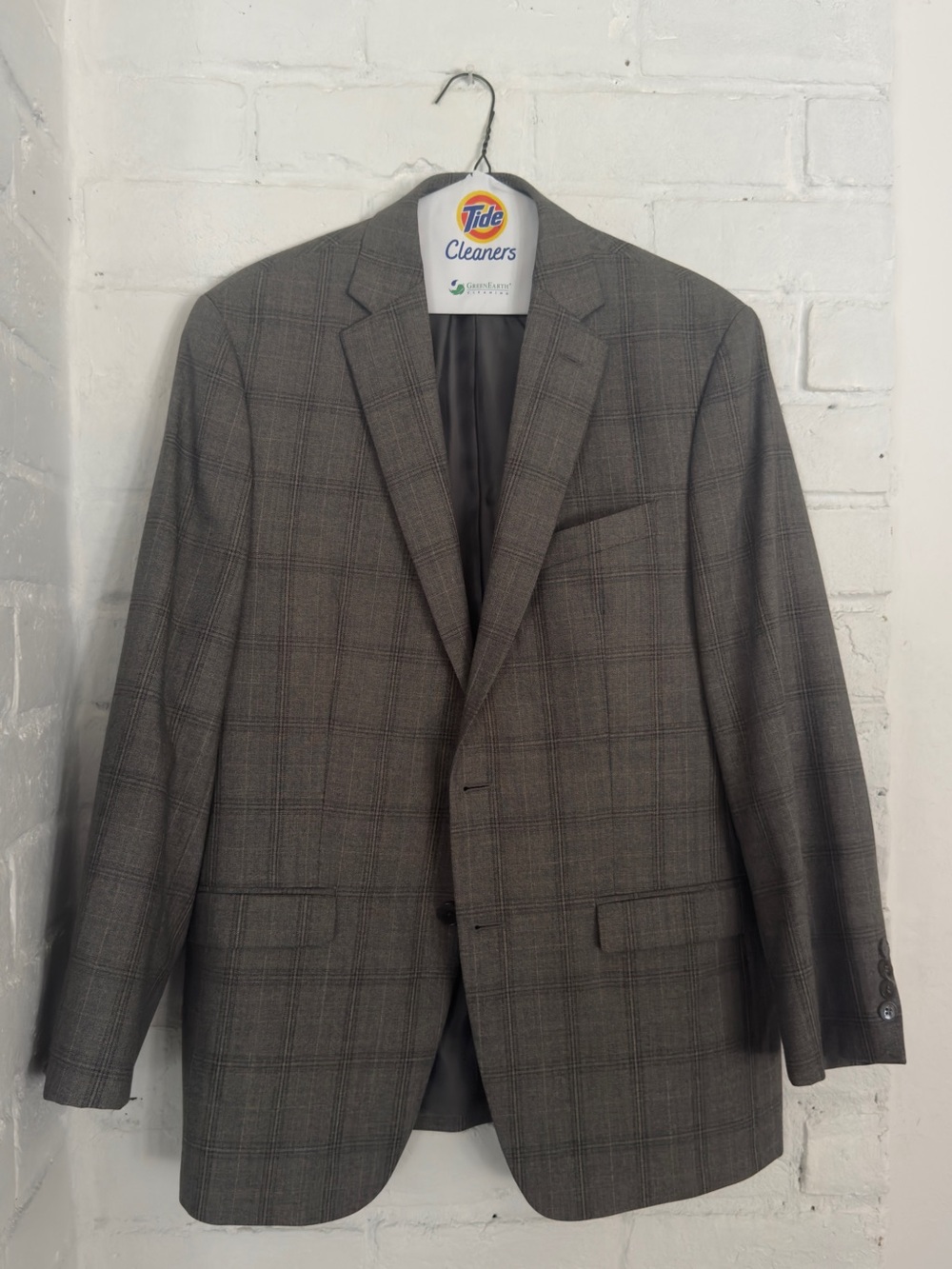 Calvin Klein Men’s Gray Plaid Windowpane Wool Blazer Sport Coat 40R